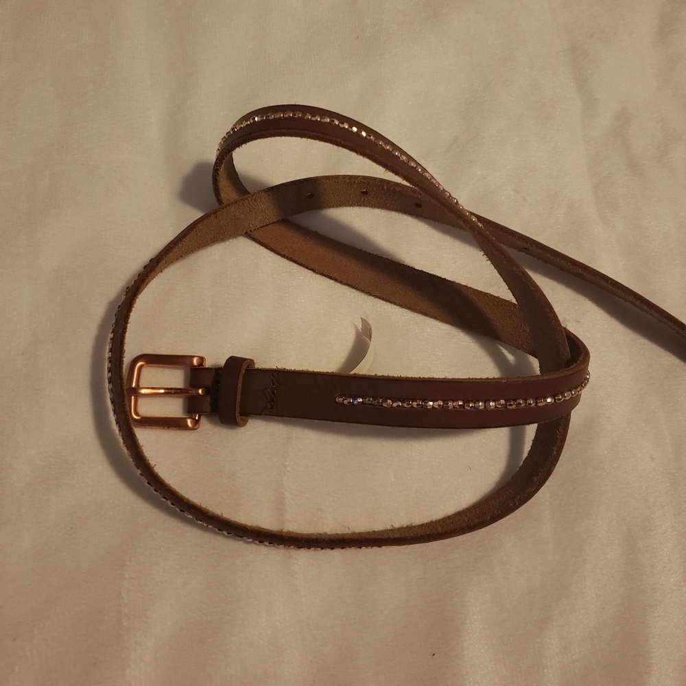 TAN BLINGED BELT